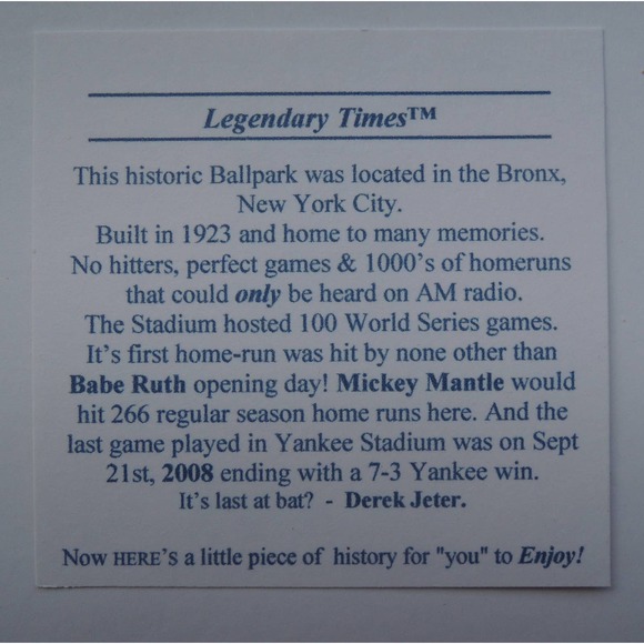 Legendary Man® old Yankee Stadium Seat Home Plate Cufflinks - Picture 4 of 8